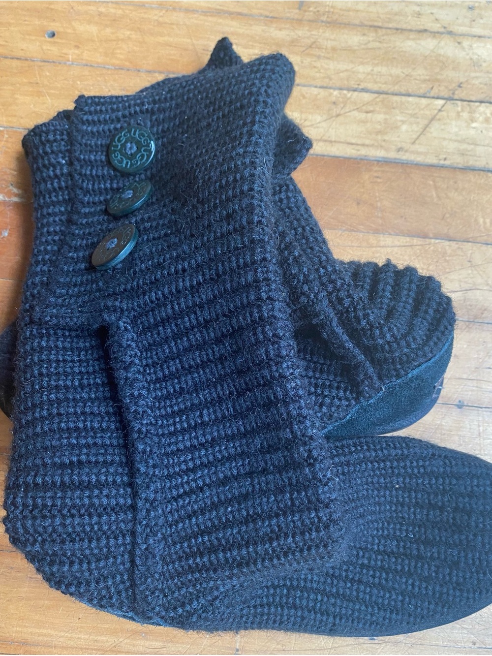 UGG Black Knit Button-Detail Cardigan Sweater Tall Boots Lots of Life!!
